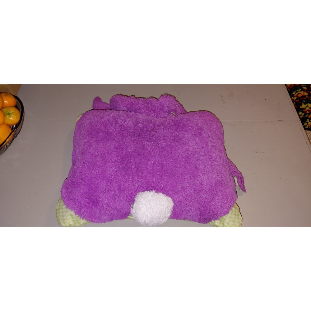 RARE Pillow Pets Bunny Rabbit Purple Green 18" Plush Toy Long Ears 2009 Pattern - Picture 7 of 8
